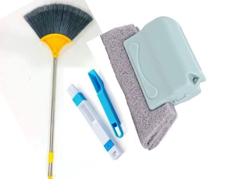 BIG CART Tripal Combo Web COB Broom 5 ft Jala Broom with Long Stainless Steel Rod and Window Groove Frame Cleaning BrushDust Cleaning Brush Use in Fan Ceiling Window Frame - Image 1