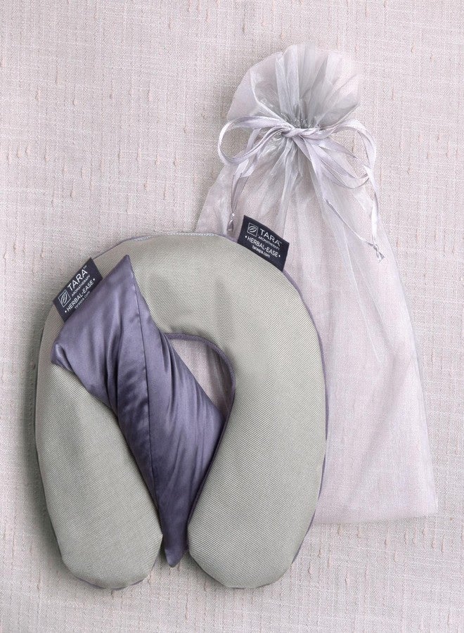TARA Spa Therapy Herbal-Ease Aromatherapy Pillow Gift Bag Set, Neck + Silk Eye Pillow, Slate Gray - Image 2