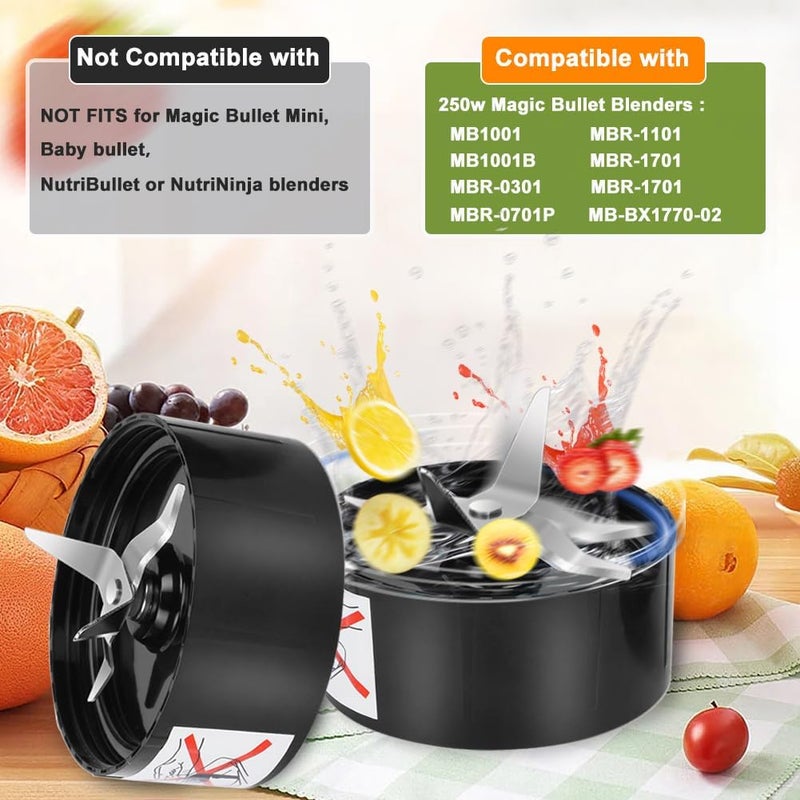 QUIENKITCH QT 2X Cross Blades compatible with Magic Bullet 250W MB1001 Series With Gaskets Replacement Blender Part - Image 4