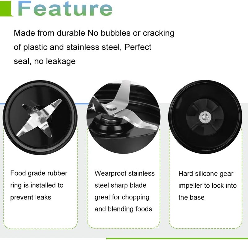 QUIENKITCH QT 2X Cross Blades compatible with Magic Bullet 250W MB1001 Series With Gaskets Replacement Blender Part - Image 3