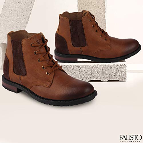 FAUSTO Men's FST KI-1622 TAN-42 Tan Outdoor Chelsea Leather Boots (8 UK) - Image 2