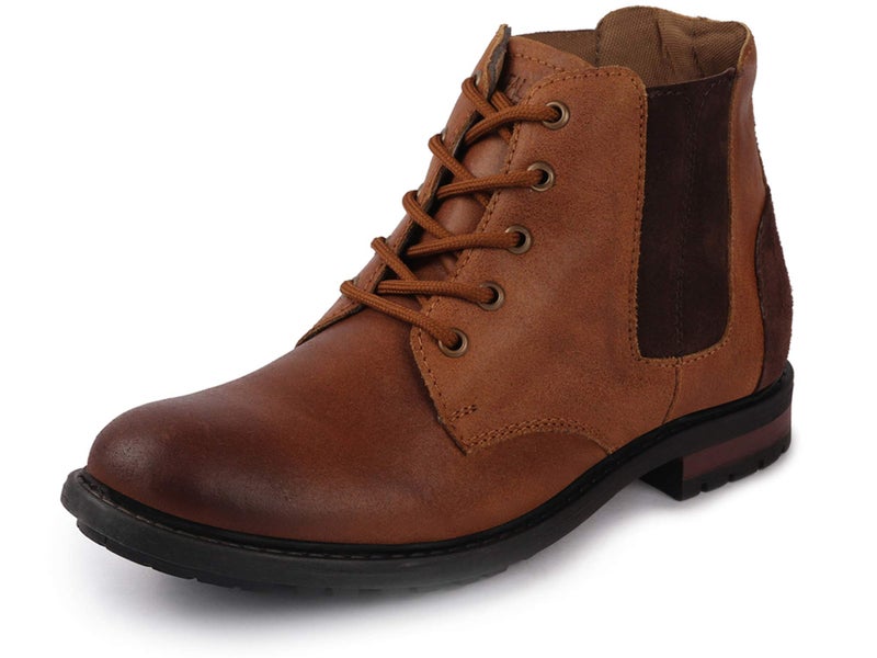 FAUSTO Men's FST KI-1622 TAN-42 Tan Outdoor Chelsea Leather Boots (8 UK) - Image 1
