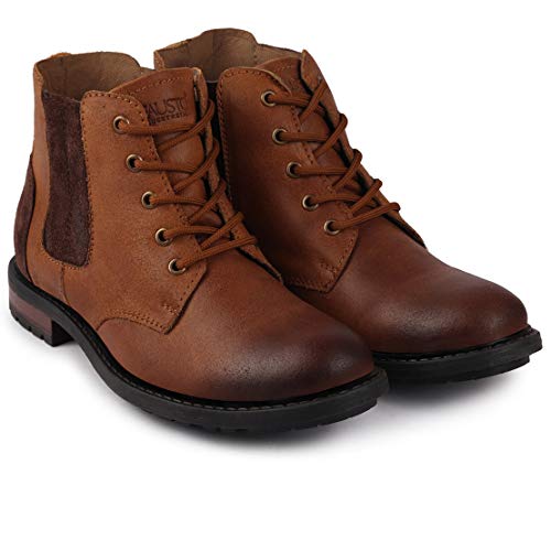 FAUSTO Men's FST KI-1622 TAN-42 Tan Outdoor Chelsea Leather Boots (8 UK) - Image 3