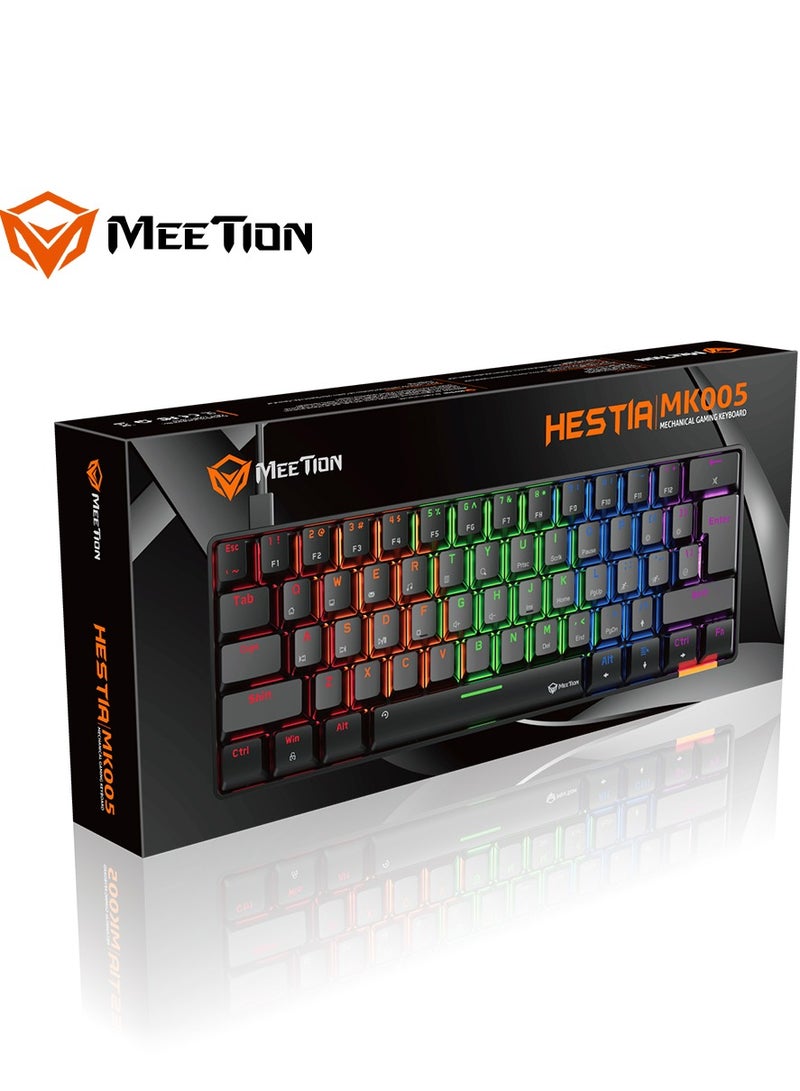 MEETION RGB Backlit Mini 61 Keys Wired 60% Mini Blue Switch Mechanical Full Anti-Ghosting Keys Best Gaming Keyboard Black MT-MK005 - Image 1