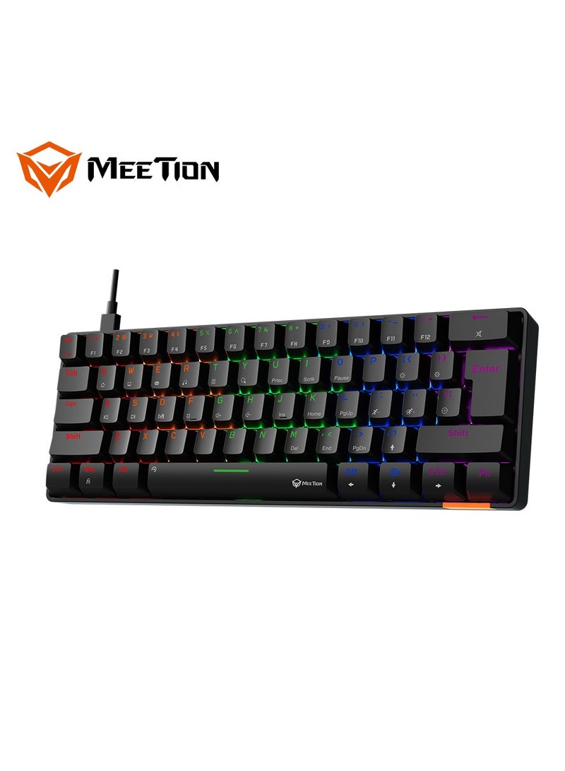 MEETION RGB Backlit Mini 61 Keys Wired 60% Mini Blue Switch Mechanical Full Anti-Ghosting Keys Best Gaming Keyboard Black MT-MK005 - Image 3