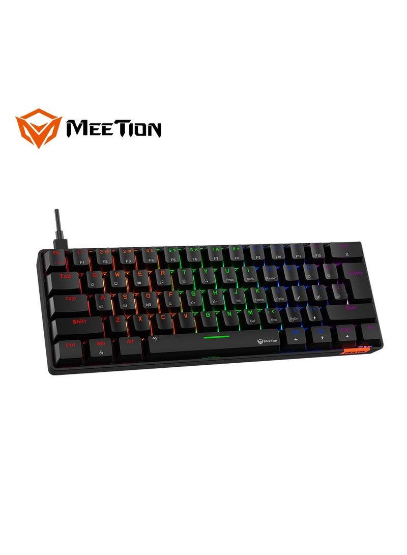 MEETION RGB Backlit Mini 61 Keys Wired 60% Mini Blue Switch Mechanical Full Anti-Ghosting Keys Best Gaming Keyboard Black MT-MK005 - Image 4