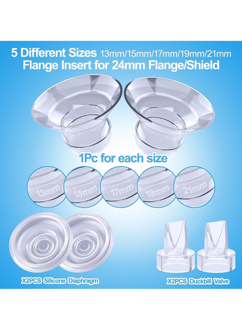 GoodTool 9 Pcs Wearable Breast Pump Accessories Silicone Breast Pump Cups Flange Insert 13/15/17/19/21mm With Duckbill Valve And Silicone Diaphragm Compatible With Momcozy S12 Pro/S9 Pro/S12/S9 - Image 3