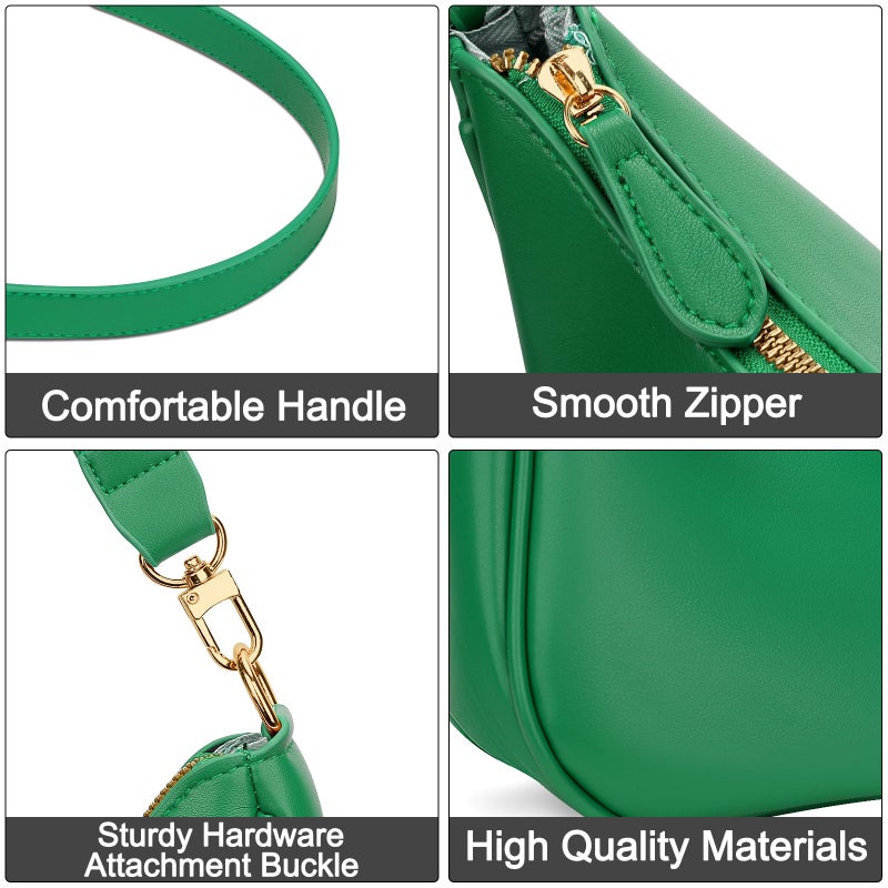 KKXIU Shoulder Bag for Women Cute Hobo Purses and Handbags Retro Clutch Underarm Purse(Green) - Image 4