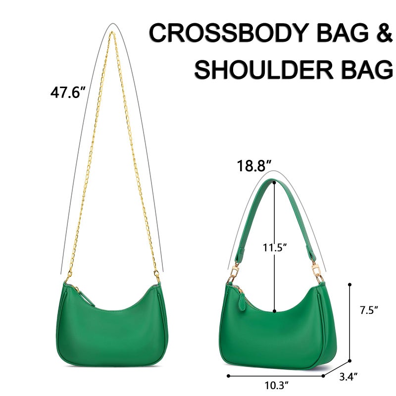 KKXIU Shoulder Bag for Women Cute Hobo Purses and Handbags Retro Clutch Underarm Purse(Green) - Image 5