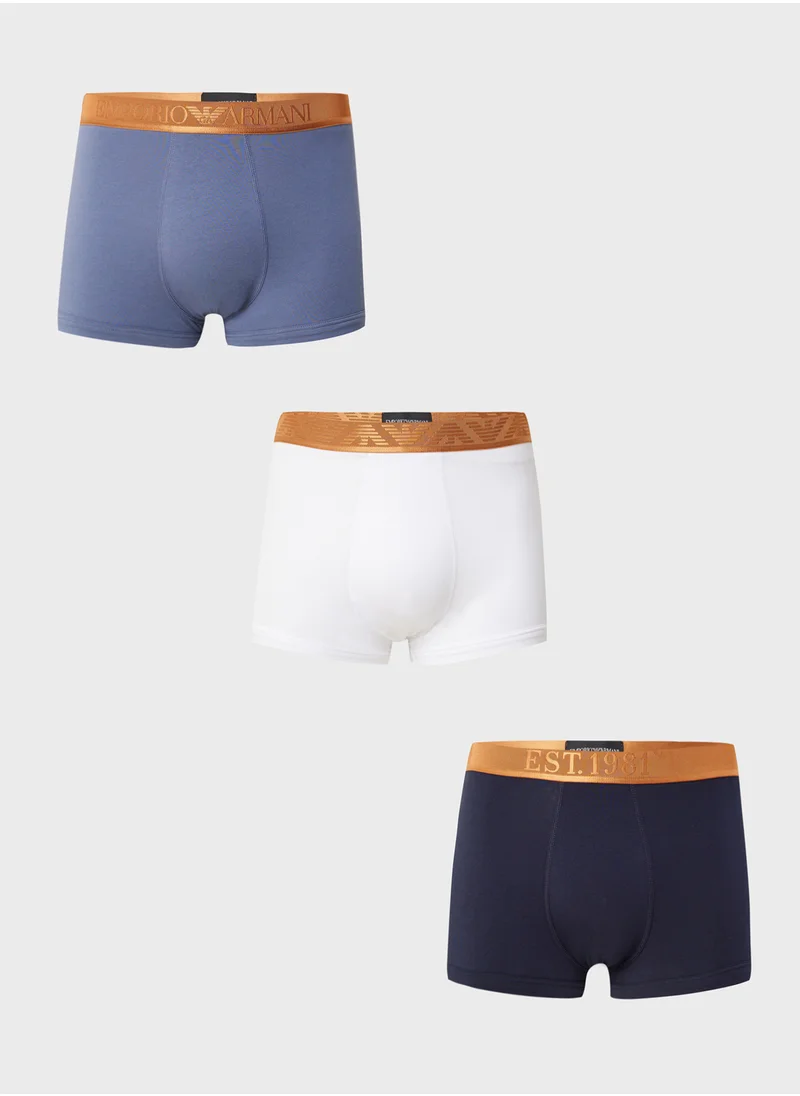 امبوريو ارماني 3 Pack Logo Band Boxers