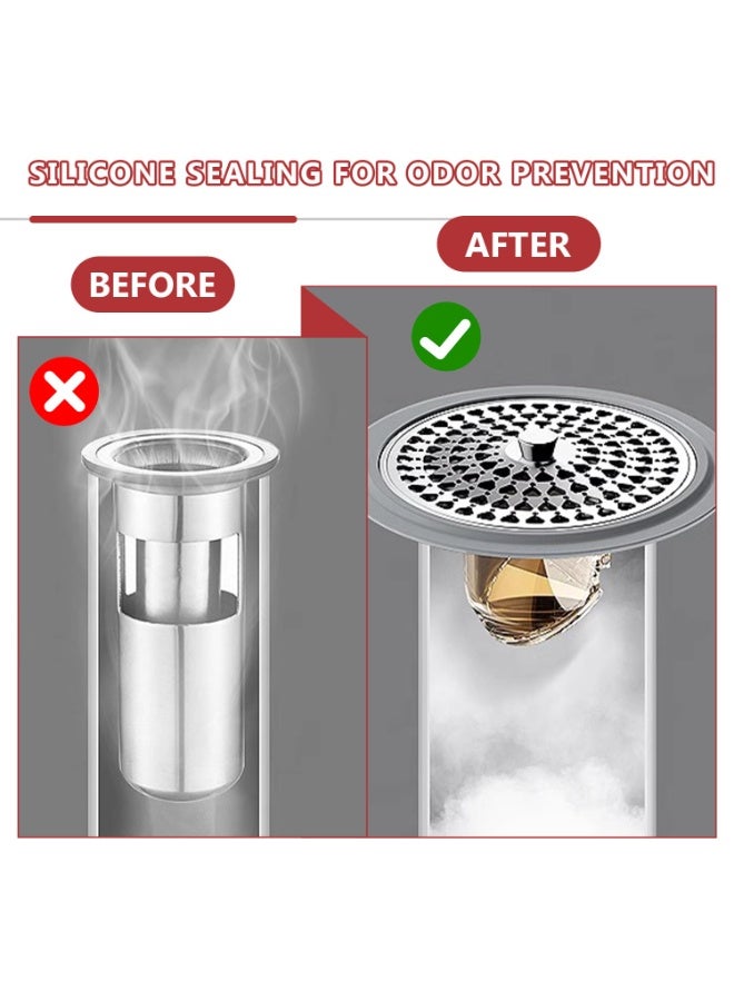 JAKTK Magnetic Shower Drain Strainer, Hair Strainer, Shower Stainless Steel, 77 mm Anti-Odour Sink Strainer, Kitchen Sink Strainer, for Bathroom, Bathtub and Kitchen - Image 3