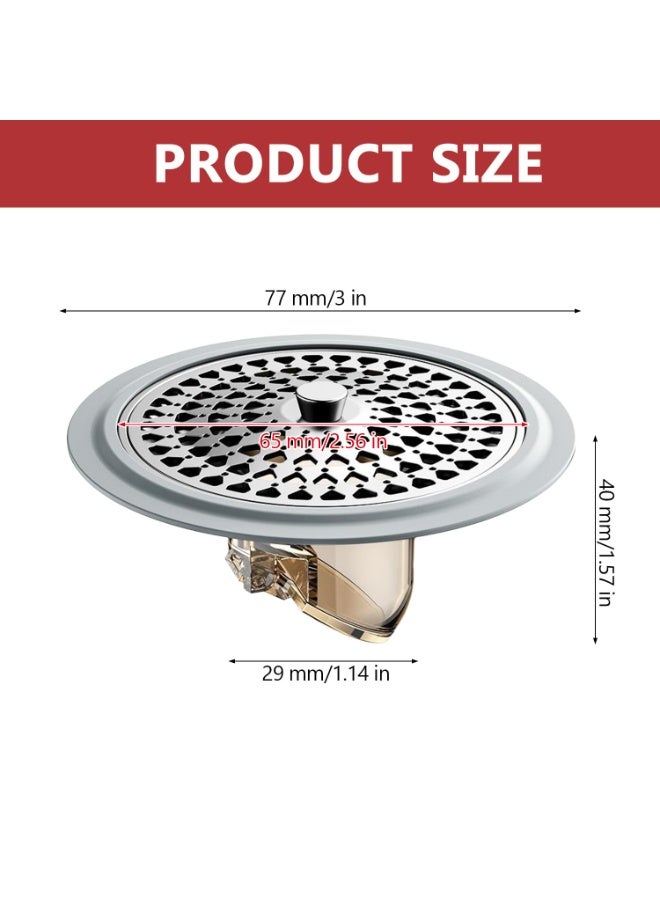 JAKTK Magnetic Shower Drain Strainer, Hair Strainer, Shower Stainless Steel, 77 mm Anti-Odour Sink Strainer, Kitchen Sink Strainer, for Bathroom, Bathtub and Kitchen - Image 2