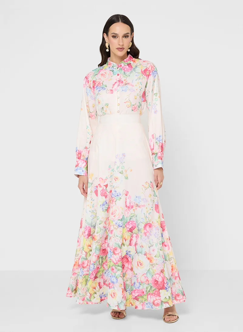 خزانة Floral Print Top & Skirt Set