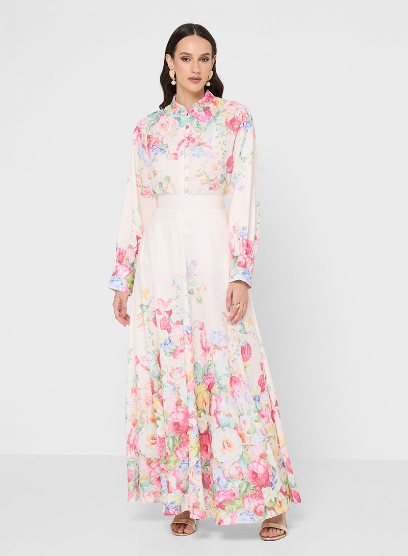 خزانة طقم بلوزة وتنورة بطبعة زهور - Image 5