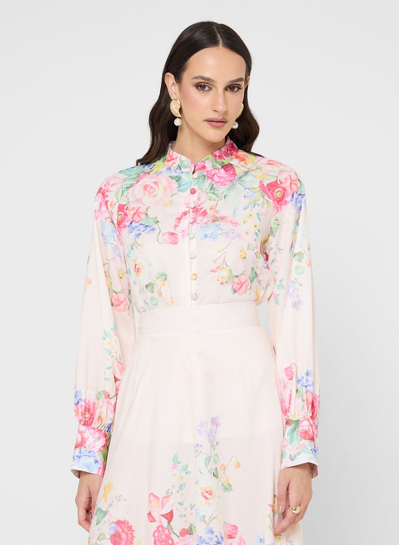 خزانة طقم بلوزة وتنورة بطبعة زهور - Image 3