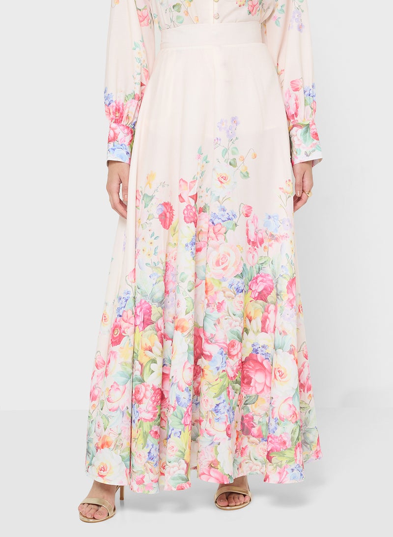 خزانة طقم بلوزة وتنورة بطبعة زهور - Image 4