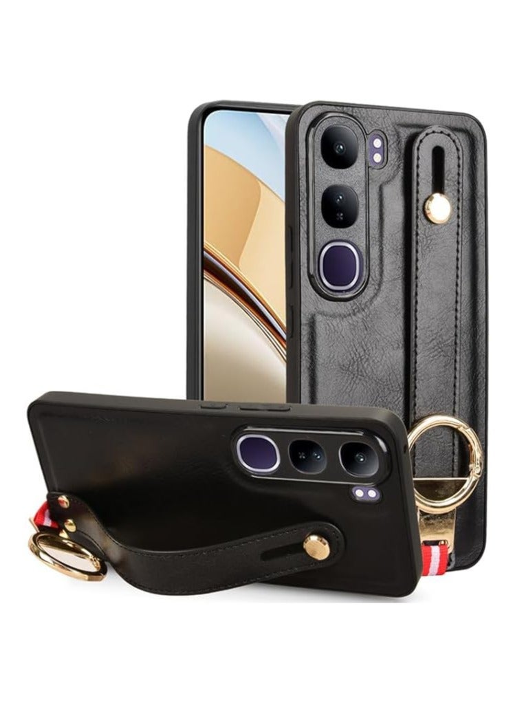 general Compatible with VIVO V40 Lite 5G Case with Ring Holder & Hand Straps & Neck Straps, Scratch-Resistant Skin-Friendly Leather Protective Cover Case - Image 1