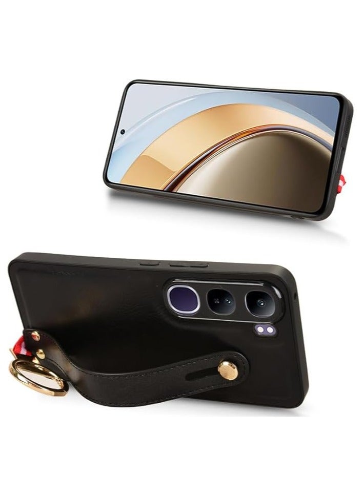 general Compatible with VIVO V40 Lite 5G Case with Ring Holder & Hand Straps & Neck Straps, Scratch-Resistant Skin-Friendly Leather Protective Cover Case - Image 3