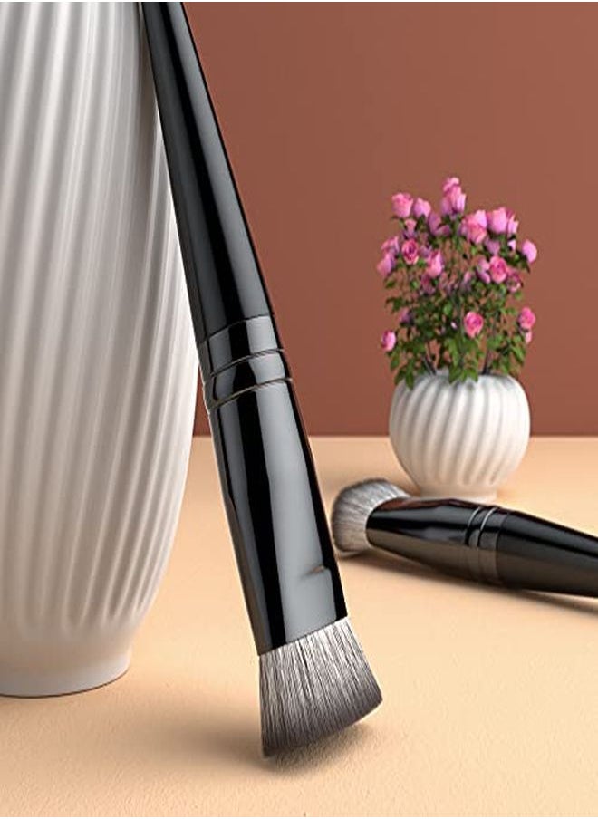 Flat Contour Brush, Professional Flat Top Detailed Contour Nose Contour Makeup Brush, Perfect For Sharp Lines Contouring Liquid Cream Blender Even Application, Luxurious Cruelty Free Nano-Fiber