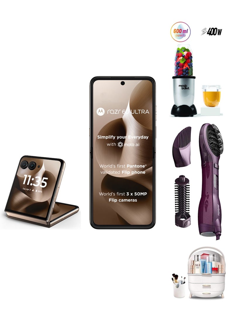 Motorola Razr 60 Ultra Bundle Mountain Trail with Makeup Organizer, Hair styler And 4-piece Blender  - Image 1
