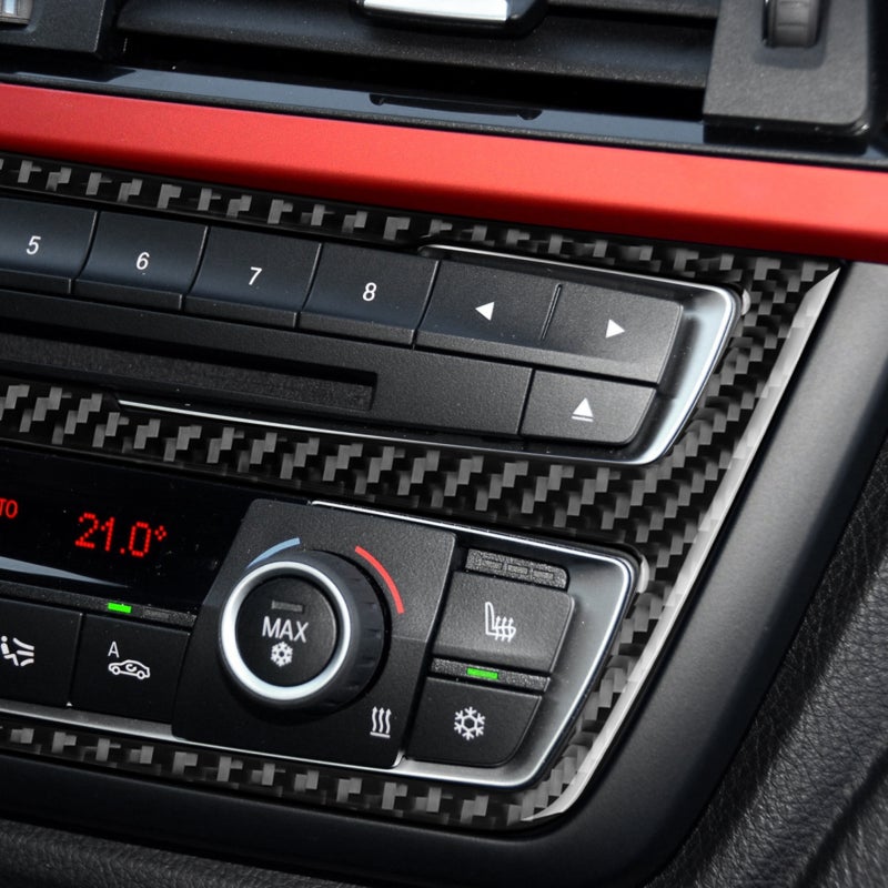 إطار لوحة الكونسول الوسطي و AC و CD من ألياف الكربون الحقيقية الناعمة لسيارات BMW الفئة الثالثة F30 F34 320i M3 F80 2014-2018 - Image 1