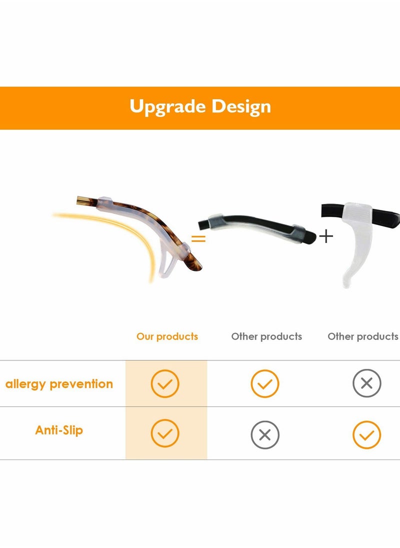 15 Pairs Eyeglasses Ear Grips Sleeve, Anti-slip Silicone Eyeglasses Temple Tips Sleeve Retainer-Sleeve with Hook Design