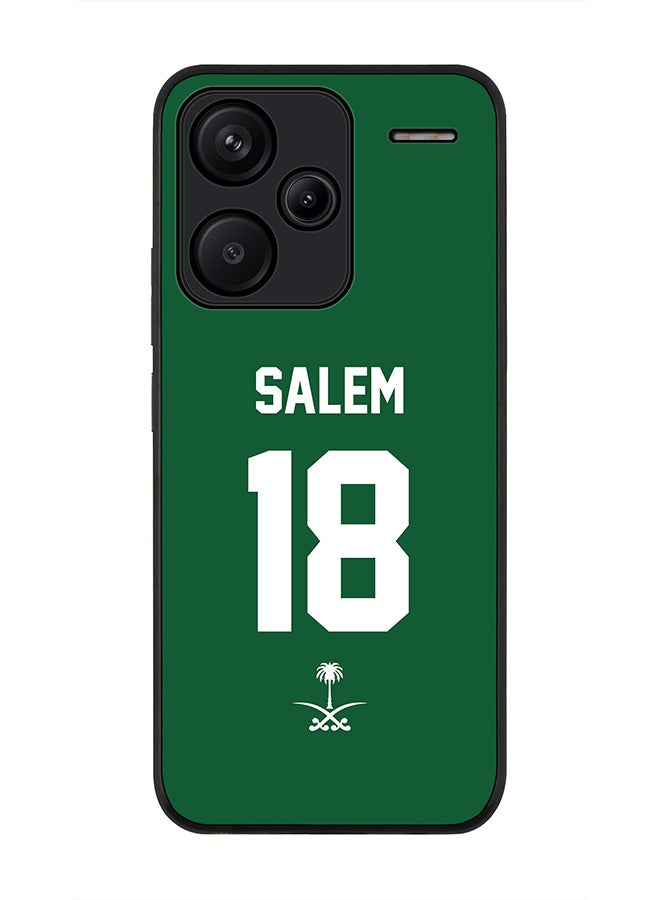 Stylizedd Rugged Black Edge Case for Xiaomi Redmi Note 13 Pro Plus, Slim fit Case Thin Cover -  Football Team - Saudi Arabia, Player Name - Salem - Image 1