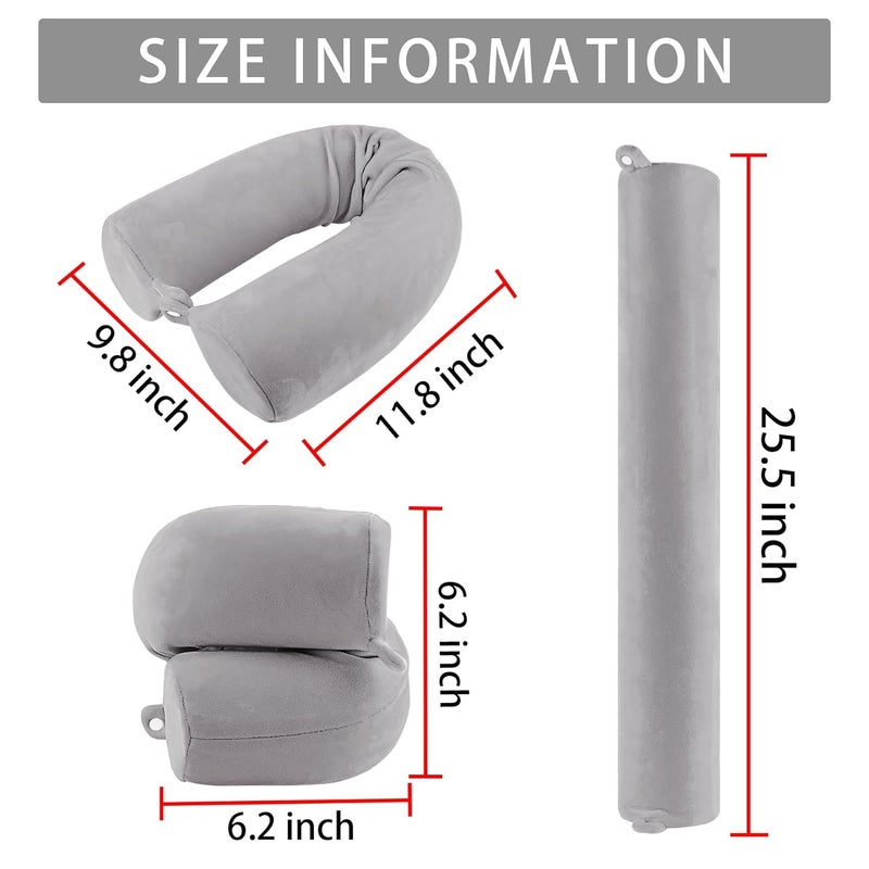 PG6 Twist Memory Foam Travel Pillow for Neck Chin Lumbar and Leg Supportfor Travling on Airplane Train Bus or at HomeAdjustable Bendable Roll Pillow with Washable Soft Cover - Image 2