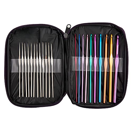 BetyBedy Cutebox 22pcs Mixed Aluminum Handle Crochet Hooks, Ergonomic Knitting Knit Needles, Weave Yarn Set, 0.6~6.5mm - Image 1