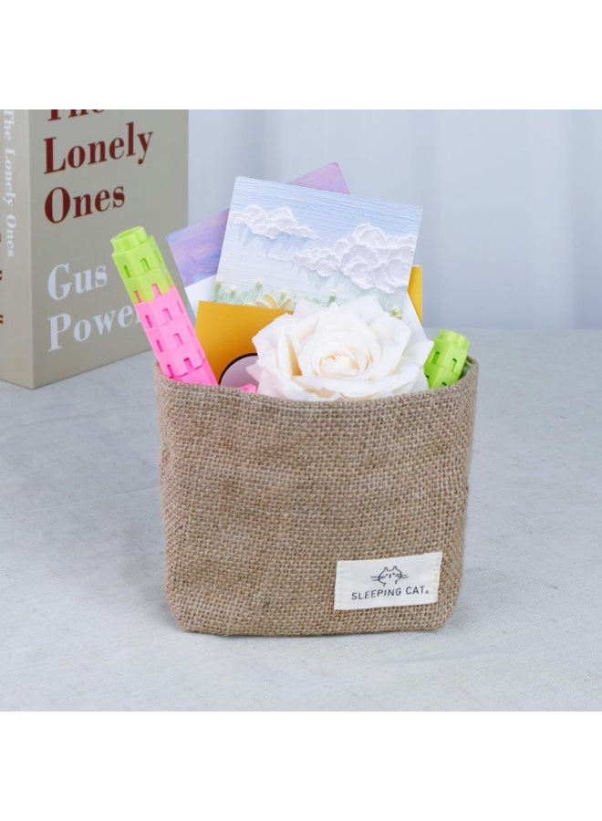 Small Cotton and Linen Hanging Storage Basket for Desktop, Ideal for Organizing Keys and Miscellaneous Items. - Image 3