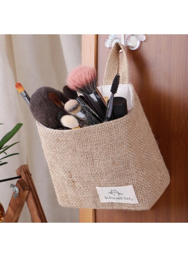 Small Cotton and Linen Hanging Storage Basket for Desktop, Ideal for Organizing Keys and Miscellaneous Items. - Image 4