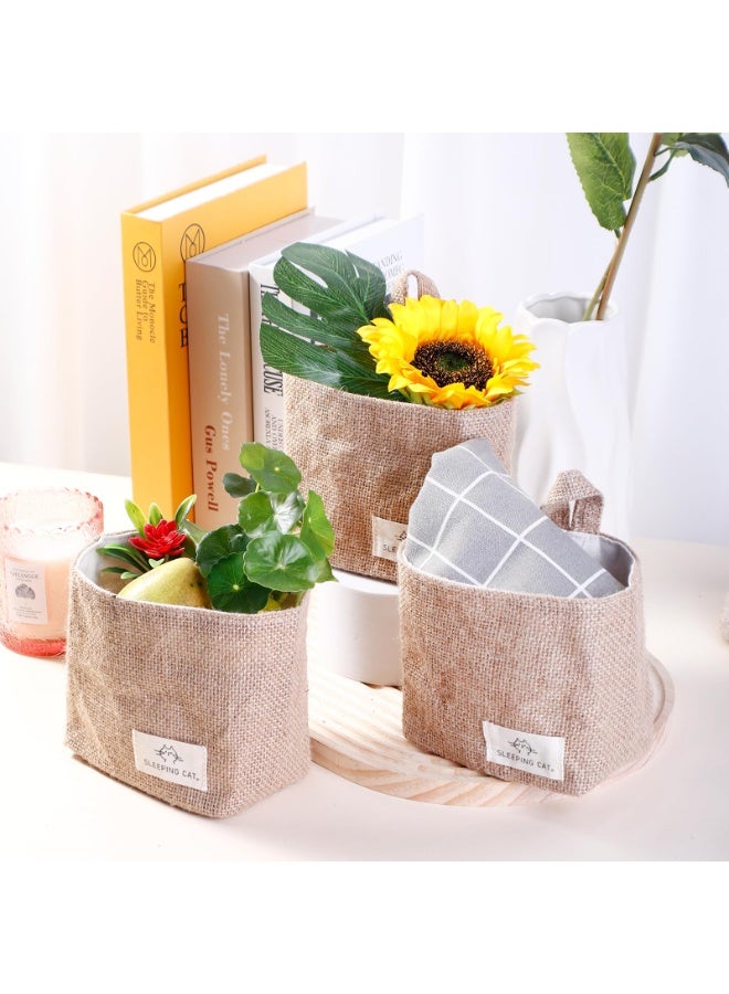 Small Cotton and Linen Hanging Storage Basket for Desktop, Ideal for Organizing Keys and Miscellaneous Items. - Image 5