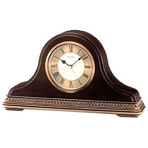 Seiko Designer Analog Brown Wooden Roman Figure Alarm Table Clock (Size: 25.9 x 5.8 x 14.5 CM | Weight: 800 Gram | Color: Brown) - Image 1