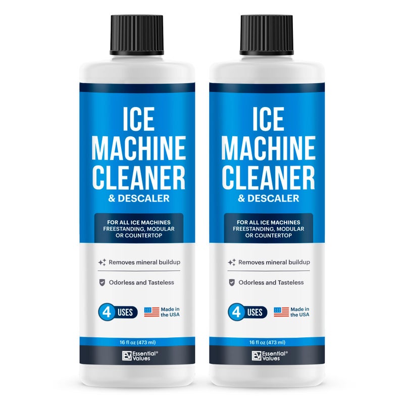 Essential Values 2-Pack Ice Machine Cleaner and Descaler 16 fl oz, Nickel Safe Descaler - Ice Maker Cleaner Compatible with All Major Brands (Scotsman, KitchenAid) - Manufactured in USA - Image 1
