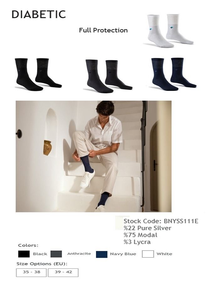 bonnysilver Diabetic Crew Men Silver Socks - Full Protection  - Image 3