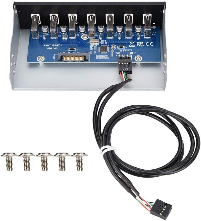 كلاراكو موزع USB 2.0، لوحة معدنية أمامية داخلية، 5.25 بوصة، موزع USB بـ 7 منافذ، لوحة توصيل USB 2.0 من 9 دبابيس إلى 6 منافذ، مناسب لأجهزة الكمبيوتر مقاس 5.25 بوصة، الماسحات الضوئية، والآلات الكاتبة. - Image 5