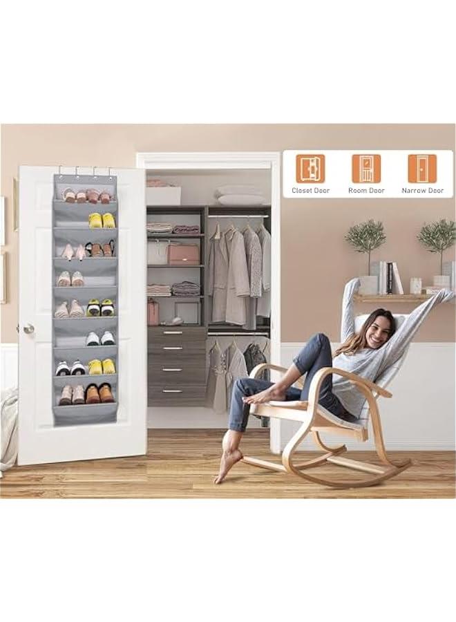 MIXDE Door Shoe Rack with Deep Pockets for 20 Pairs of Shoe Organizer Over the Door Hanger for Closet and Dorm Narrow Storage (8 Tier) - Image 3