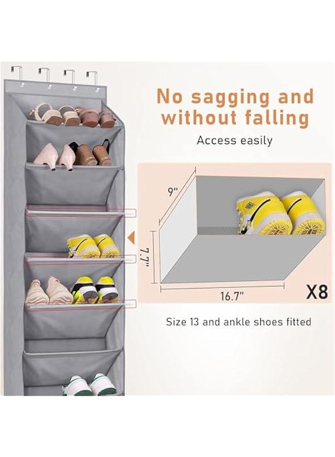 MIXDE Door Shoe Rack with Deep Pockets for 20 Pairs of Shoe Organizer Over the Door Hanger for Closet and Dorm Narrow Storage (8 Tier) - Image 4