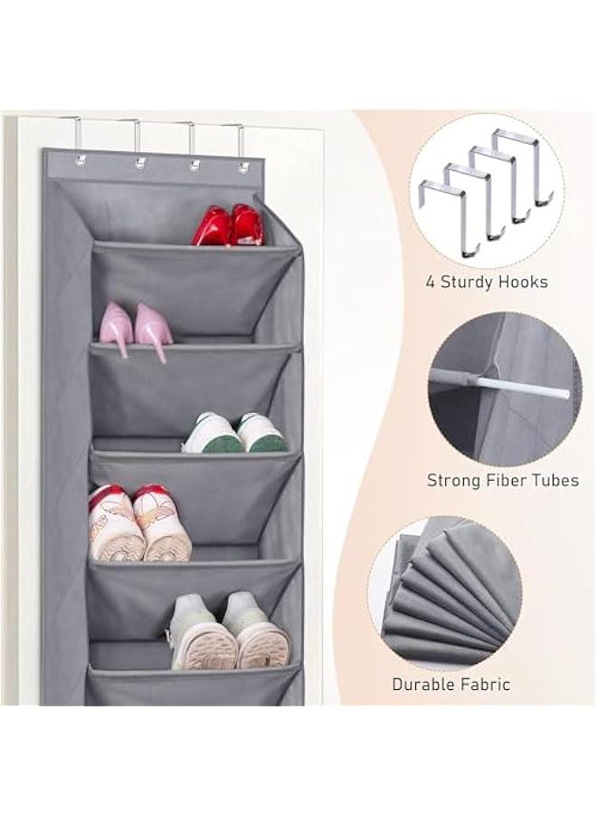 MIXDE Door Shoe Rack with Deep Pockets for 20 Pairs of Shoe Organizer Over the Door Hanger for Closet and Dorm Narrow Storage (8 Tier) - Image 5