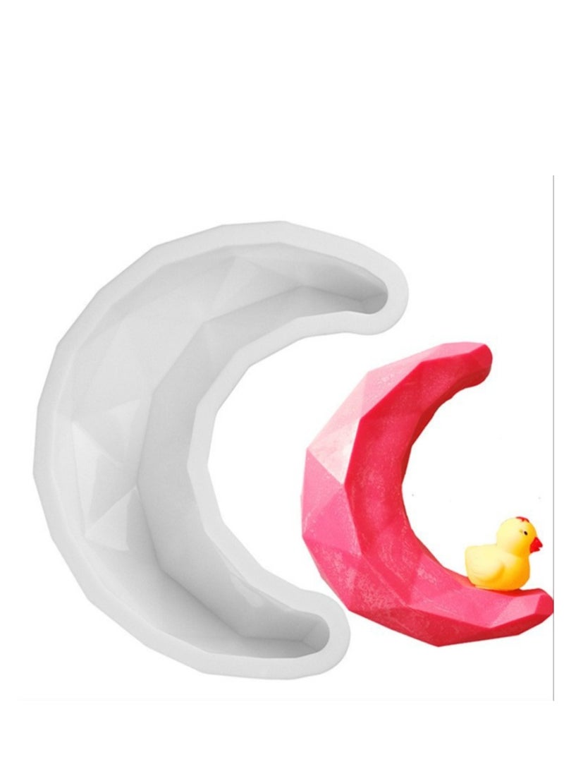 Y&D Moon Shape Silicone Cake Mold White 9.05x7x2.08inch  - Image 1