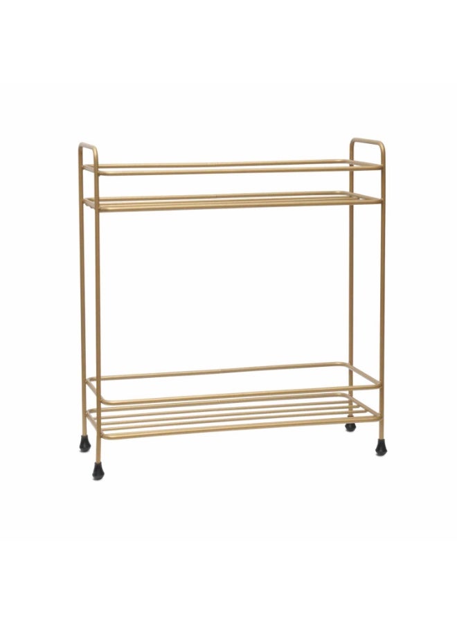 2-Tier Gold Metal Organizer Rack for Bathroom & Kitchen – Compact Storage Shelf - Image 1