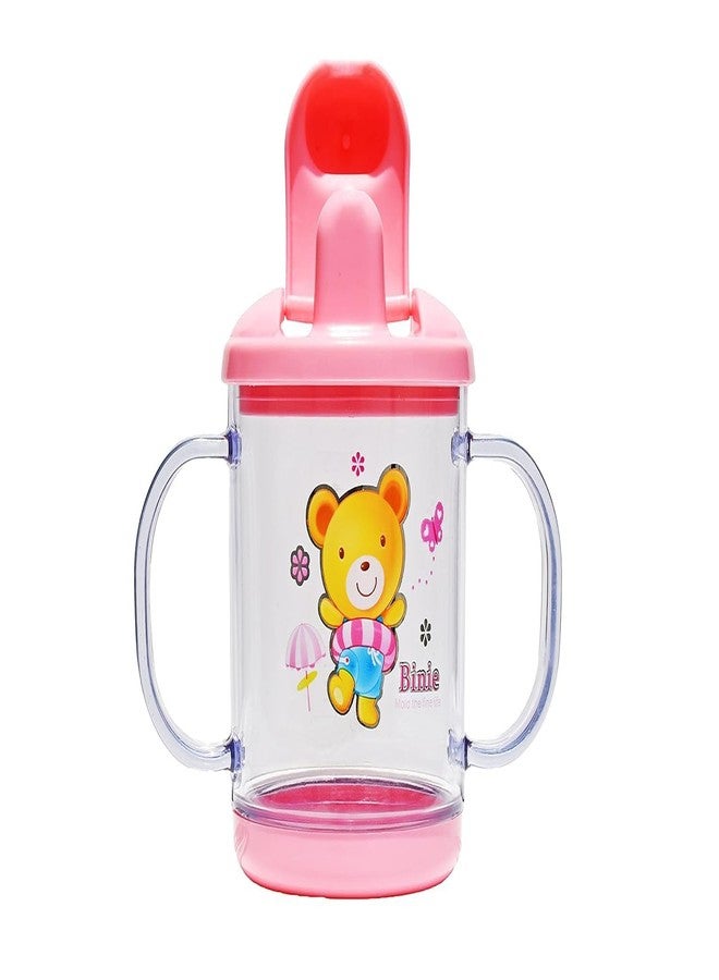 Alya The Cheeky kIdzz Baby Feeding Sipper Unbreakable Plastic Bottle Cup/Mug Learning Sippy BPA Free with Baby Fruit Silicone Food Teether BPA Free (Pink) - Image 2