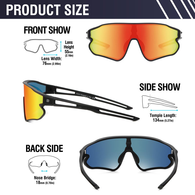 DUCO Sports Polarized Sunglasses for Men Women Running Sunglasses Fishing Cycling Baseball Glasses UV400 Protection DC0023 - Image 3