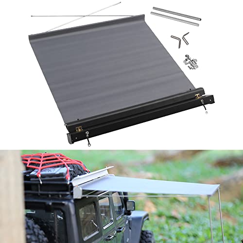 Vgoohobby 86 x86 RC Car Simulation Side Car Roof Top Tent Rain Canopy Sunshade Decoration Accessory Compatible with Traxxas TRX4 Axial SCX10 Tamiya Arrma D90 110 RC Crawler Black - Image 1