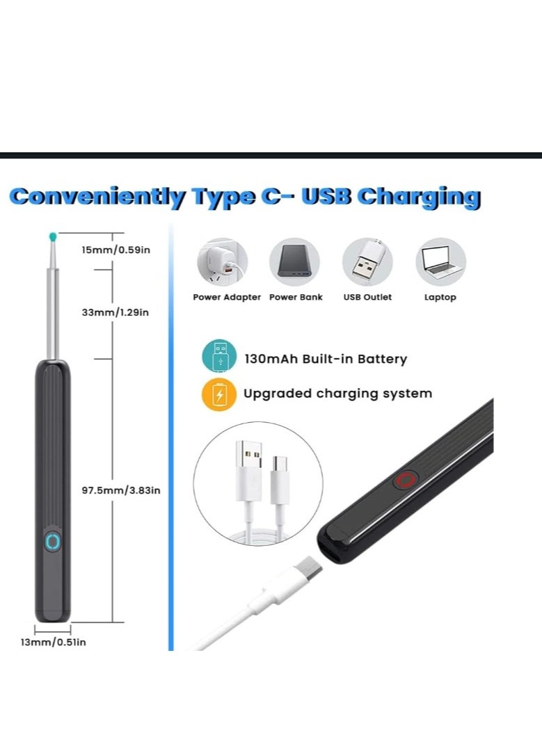 Ear Wax Removal Earwax Remover Tool with 8 Pcs Ear Set, Wi-Fi Visible Wax Elimination Spoon, Earwax Removal Kit with Light