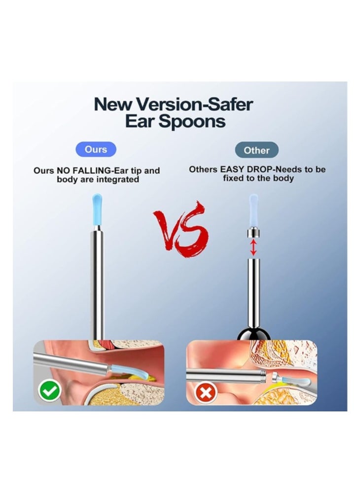 Ear Wax Removal Earwax Remover Tool with 8 Pcs Ear Set, Wi-Fi Visible Wax Elimination Spoon, Earwax Removal Kit with Light