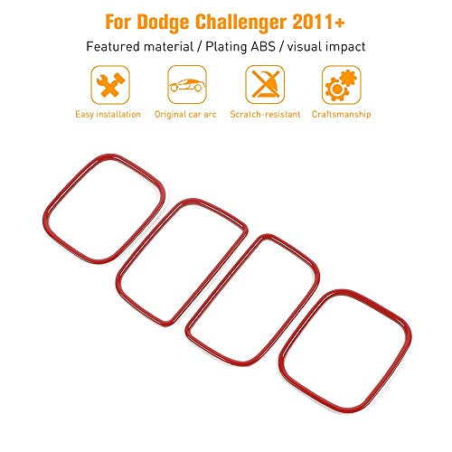 Hoolcar Air Conditioner Center Control AC Panel Vent Trim Cover for 2011-2020 Dodge Charger, Red - Image 2