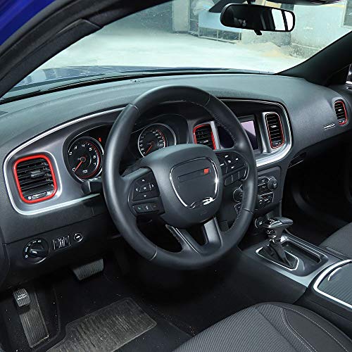 Hoolcar Air Conditioner Center Control AC Panel Vent Trim Cover for 2011-2020 Dodge Charger, Red - Image 5