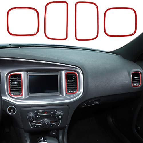 Hoolcar Air Conditioner Center Control AC Panel Vent Trim Cover for 2011-2020 Dodge Charger, Red - Image 1