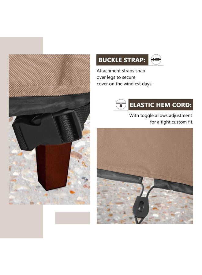 غطاء كرسي استرخاء خارجي مقاوم للماء، أغطية كراسي استرخاء خارجية متينة 600D، أغطية أثاث فناء مقاومة للأشعة فوق البنفسجية للأثاث الخارجي، 80 طول × 30 عرض × 31 ارتفاع بوصة (اللون: بني) - Image 4